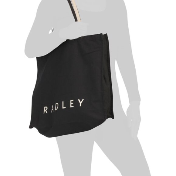 Radley London, Large Cotton Tote, Black, Dual Handle / Shoulder Strap, NWT - Picture 10 of 10